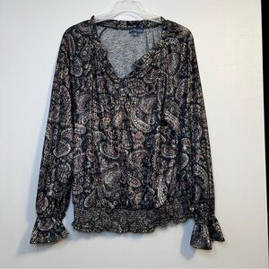 Democracy Ruffled Sleeve Paisley Blouse - Size S